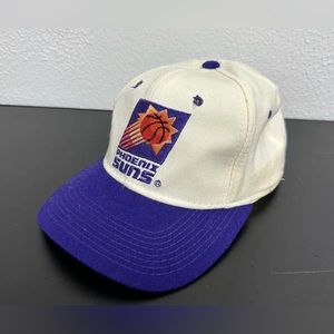 VTG 90s Phoenix Suns NBA White Spell Out fitted Cap Hat Size 7 1/8